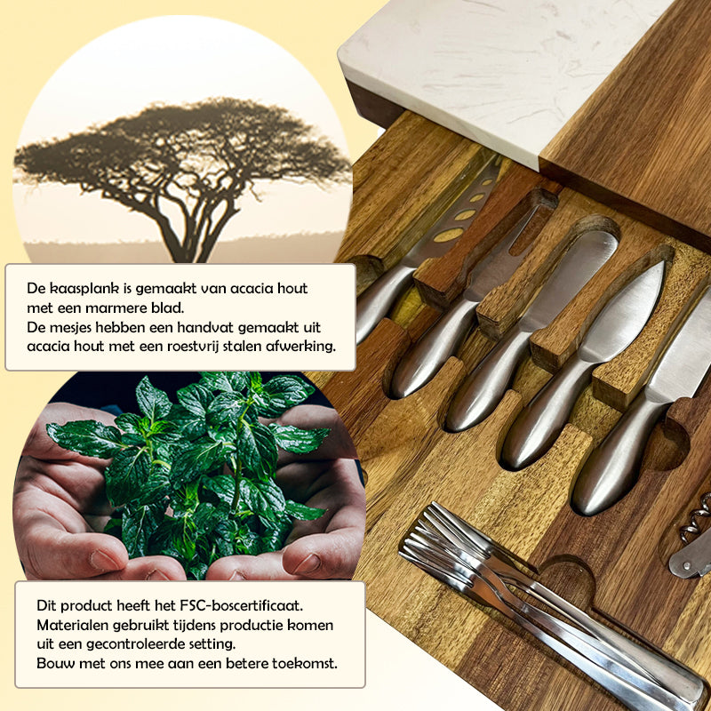 Luxe kaasplank met messen