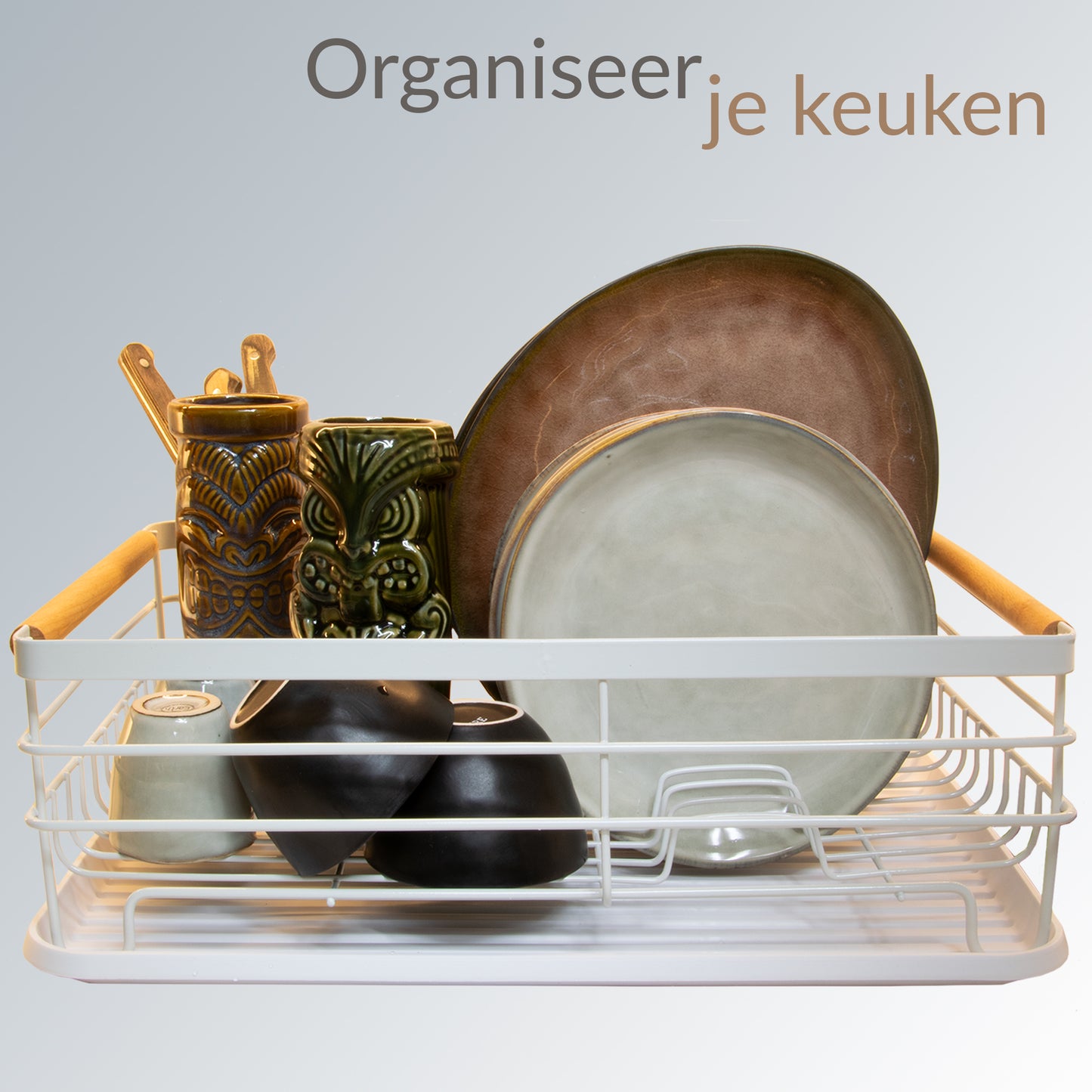Afdruiprek met lekbak in roestvrij staal