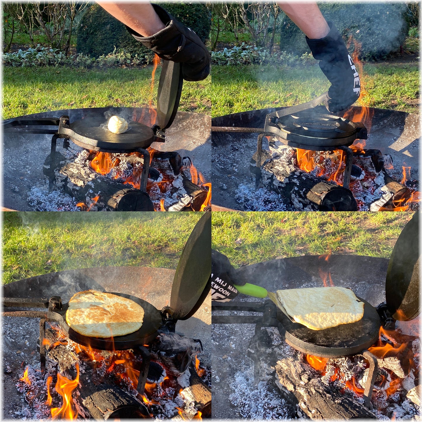Gietijzeren tortilla pers