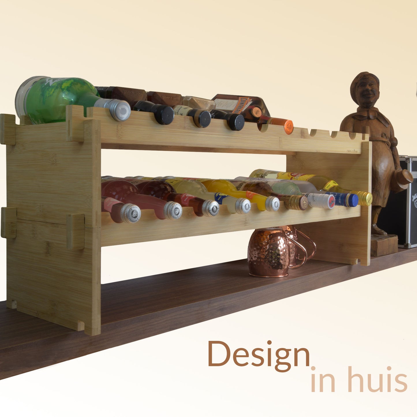 Wijnrek hout 18 flessen