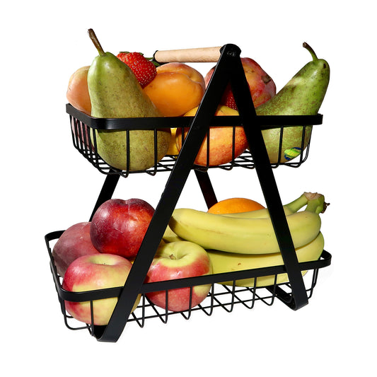 Fruitmand, capsulehouder, ontbijtmand, kruidenrek, picknickmand 2-laags