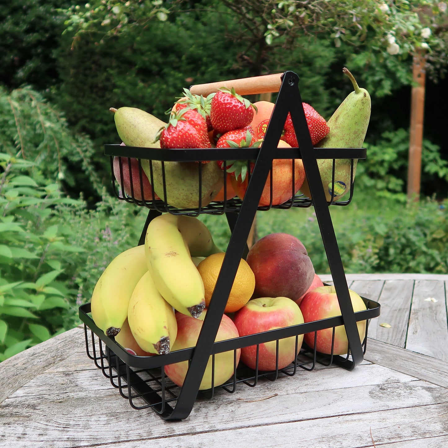 Fruitmand, capsulehouder, ontbijtmand, kruidenrek, picknickmand 2-laags